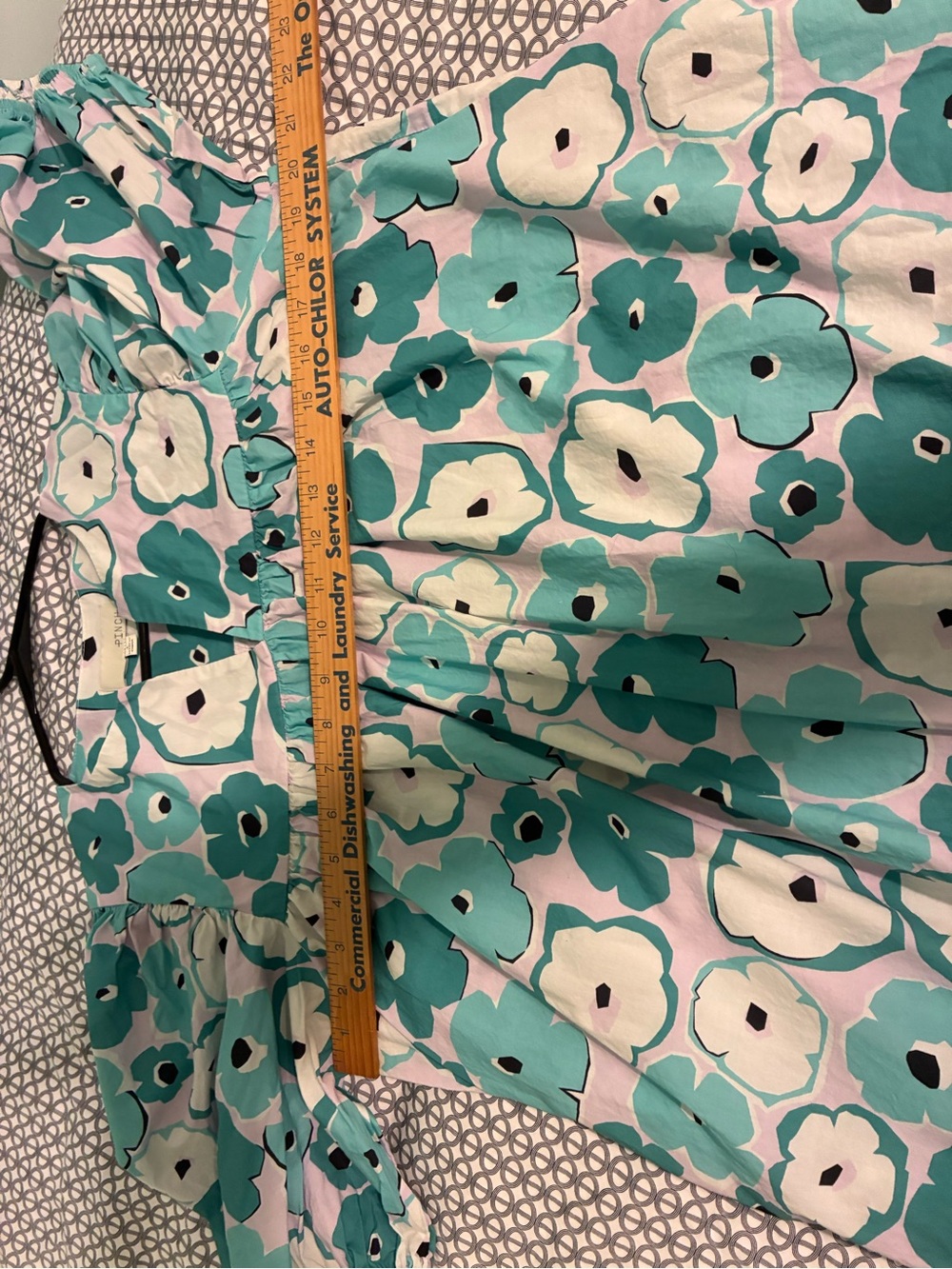 Pinch Floral Puff Sleeve Maxi Dress in Teal and White floral size large - Picture 9 of 13